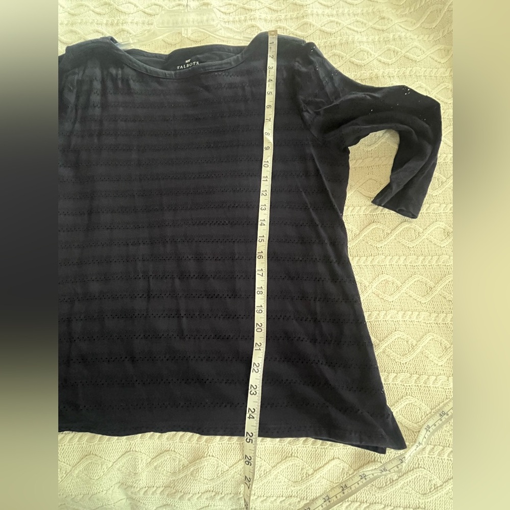 Talbots Women's Navy Blouse Lined 3/4 Sleeve with Button Cuff Detail Sz XL - Picture 11 of 14